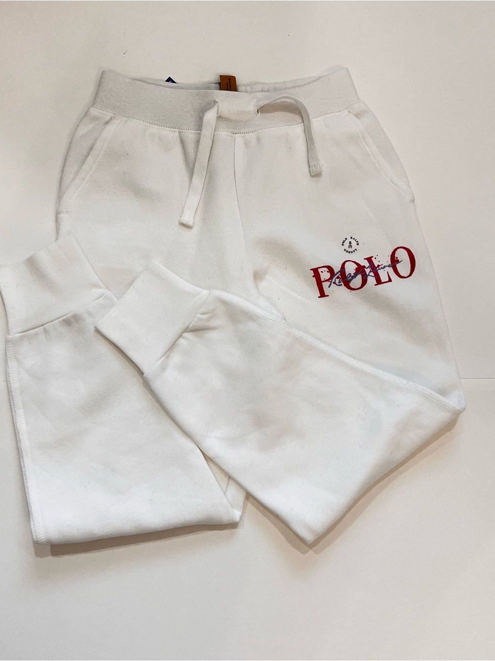 Ralph Lauren White Pants and Hoodie Set with Pink Polo Logo - Picture 5 of 10